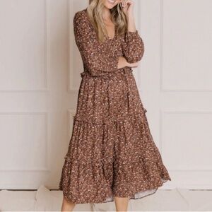 Rylee + Cru Mabel Dress Tiered Ditsy Floral S